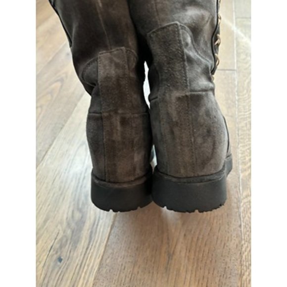 Sundance Catalogue Ashville Gray Suede Shearling Mid Calf Snow Boots Stitch 9.5 - Picture 8 of 11
